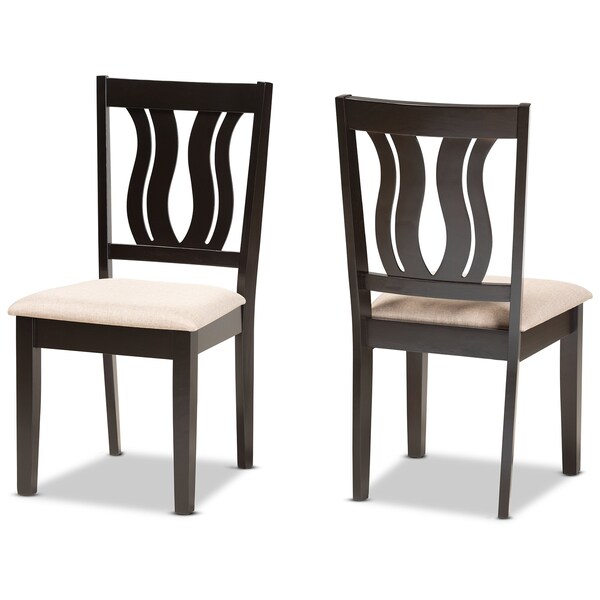 Baxton Studio Fenton Modern and Contemporary Sand Fabric and Dark Brown Finished Wood 2-Piece Dining Chair Set 176-11378-Zoro - main
